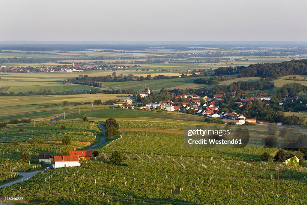 Austria, Burgenland, Oberwart District, Eisenberg an der Pinka, left Deutsch Schuetzen in the background