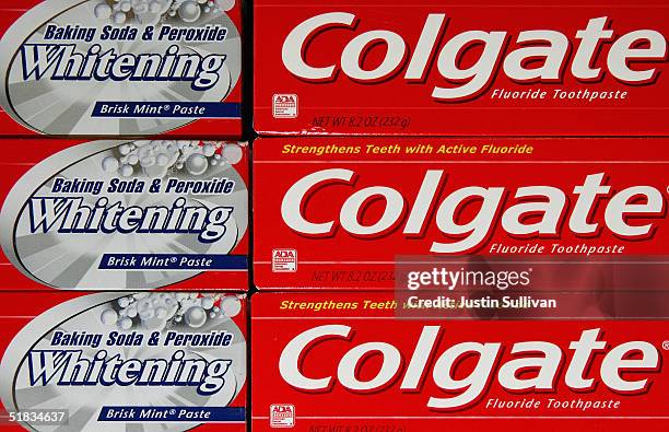 Packages of Colgate toothpaste are seen on display at Tower Market December 7, 2004 in San Francisco, California. Colgate-Palmolive Co. Announced on...