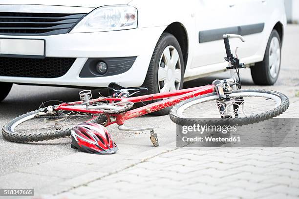 car crash with bicycle - bike accident stock-fotos und bilder