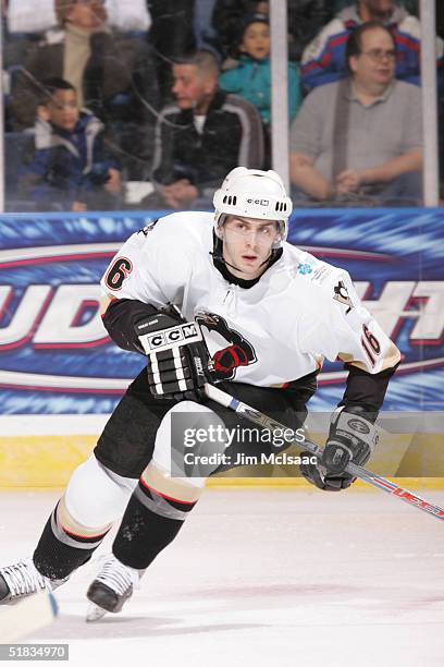 Canadian professional hockey player Erik Christensen, center for the Wilkes-Barre/Scranton Penguins, on the ice during a game against the Bridgeport...