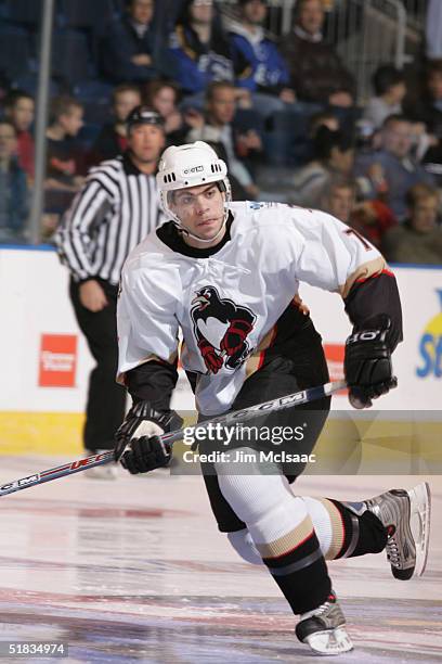 Canadian professional hockey player Michel Ouellet, right wing for the Wilkes-Barre/Scranton Penguins, on the ice during a game against the...