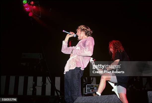 Layne Staley and Mike Starr of Alice In Chains performing at Roseland in New York City on November 24, 1992.