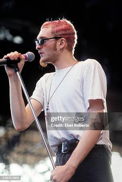 Layne Staley of Alice In Chains performing at Lollapalooza in Thunderbird Stadium at the University of British Columbia in Vancouver, Canada on June...