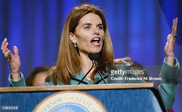 California First Lady Maria Shriver speaks during the California Governor's Conference on Women and Families at the Long Beach Convention Center on...
