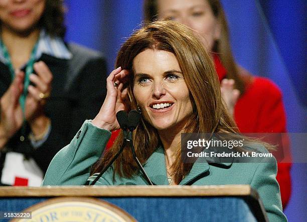 California First Lady Maria Shriver speaks during the California Governor's Conference on Women and Families at the Long Beach Convention Center on...