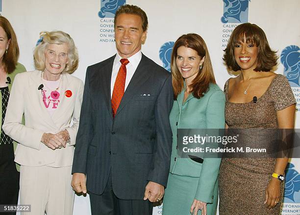 Eunice Shriver, Governor Arnold Schwarzenegger, Maria Shriver and Gayle King attend the California Governor's Conference on Women and Families at the...