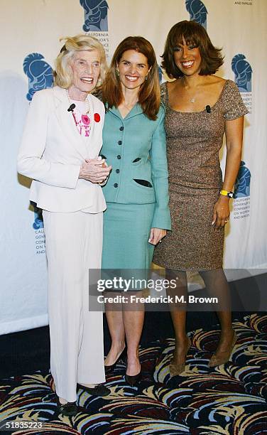 Eunice Shriver, Maria Shriver and Gayle King attend the California Governor's Conference on Women and Families at the Long Beach Convention Center on...