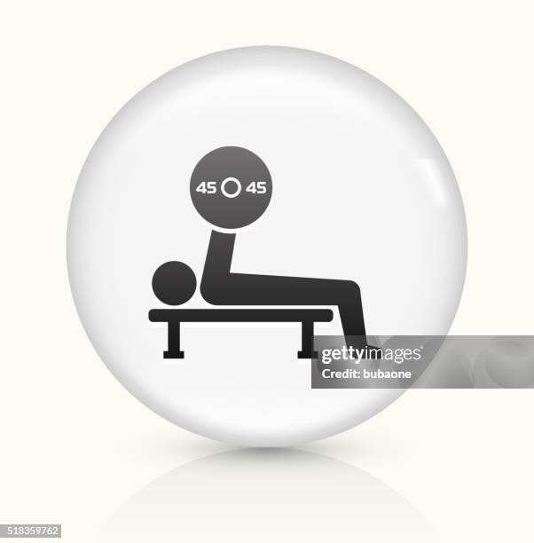 bench press icon on white round vector button - bench press stock illustrations