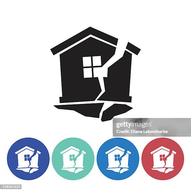 ilustraciones, imágenes clip art, dibujos animados e iconos de stock de redonda plana propietarios de viviendas conjunto de iconos de seguros - house broken