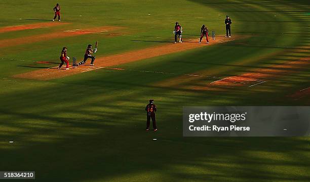 General view during the Women's ICC World Twenty20 India 2016 Semi Final match between West Indies and New Zealand at Wankhede Stadium on March 31,...