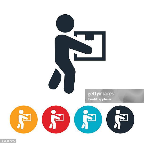 person carrying package icon - delivery guy stock illustrations
