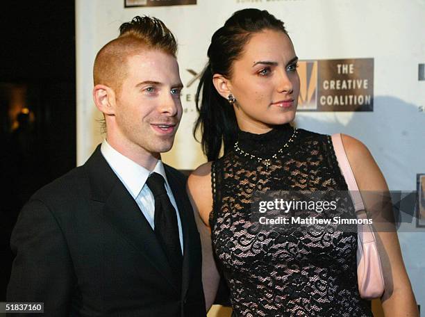 Actor Seth Green and Liz Levi arrive at the Creative Coalition Spotlight Awards at the Luxe Hotel Sunset Boulevard on December 7, 2004 in Los...