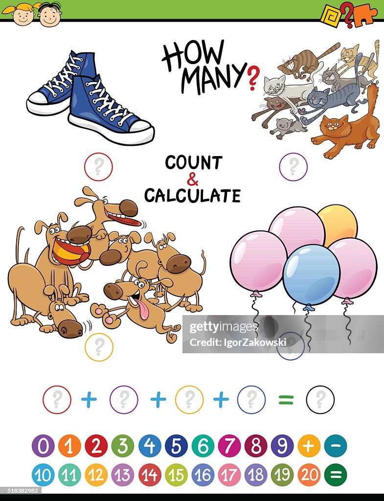 Children Math Contents Math Educational Activity For Children High-Res Vector Graphic - Getty ...