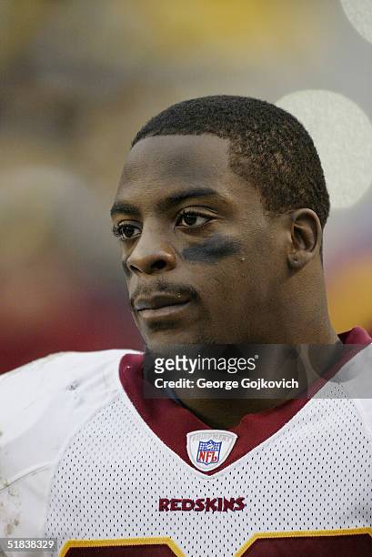 Running back Clinton Portis of the Washington Redskins during a game against the Pittsburgh Steelers at Heinz Field on November 28, 2004 in...