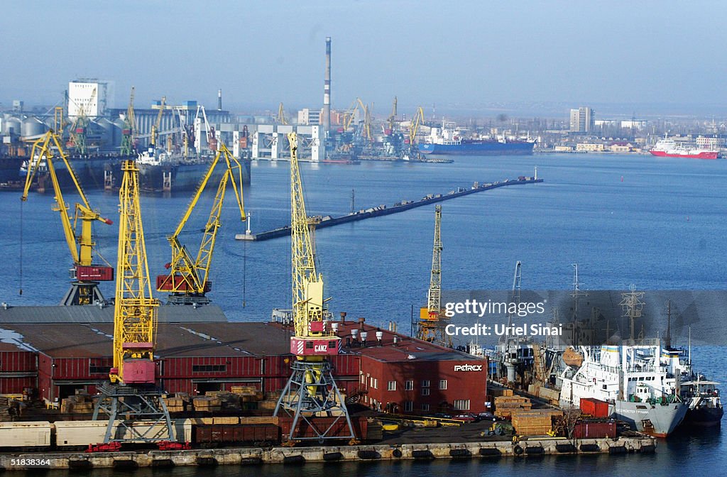 Cargo Ships Ply Their Trade At Odessa Port