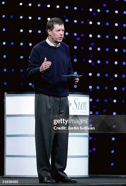 Microsystems CEO Scott McNealy delivers a keynote address at the 2004 Oracle OpenWorld Conference December 8, 2004 in San Francisco. The annual...