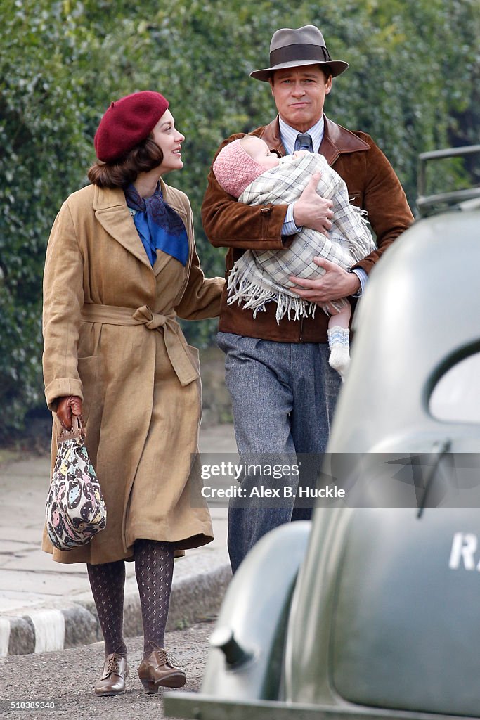 Marion Cotillard And Brad Pitt Sighted Filming For 'Five Seconds Of Silence' - March 31, 2016