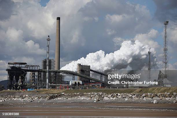 General view of the Tata Steel plant at Port Talbot on March 31, 2016 in Port Talbot, Wales. Indian owners Tata Steel has put its British business up...