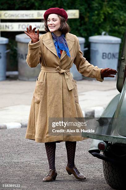 Marion Cotillard seen filming scenes for 'Five Seconds Of Silence' in Hampstead on March 31, 2016 in London, England.