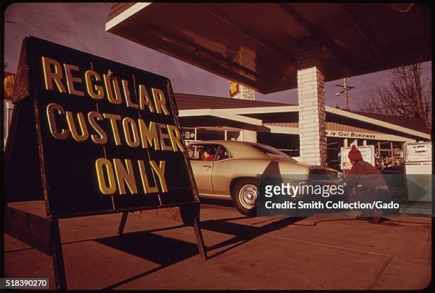 Prior to Oregon's Regulation of Gasoline Station Fuel Sales Some Dealers Attempted to Sell Only to Their Regular Customers. This Driver in Portland...