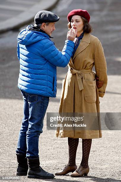 Marion Cotillard seen filming scenes for 'Five Seconds Of Silence in Hampstead on March 31, 2016 in London, England.