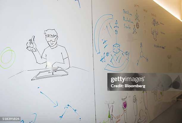 Sketches are seen on a white board at the Unity Technologies SF office in San Francisco, California, U.S., on Wednesday, March 30, 2016. Unity makes...