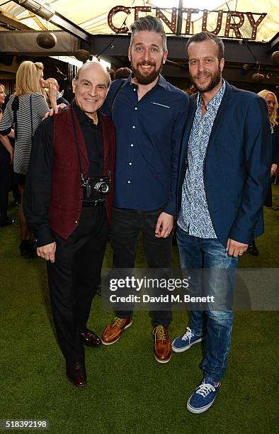 David Suchet, Matt Humphrey and John Schwab attend the launch of new book "Curtain Call: A Year Backstage in London Theatre", a collection of...