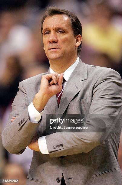 Head coach Flip Saunders of the Minnesota Timberwolves looks on during the first half of the game against the Philadelphia 76ers at the Wachovia...