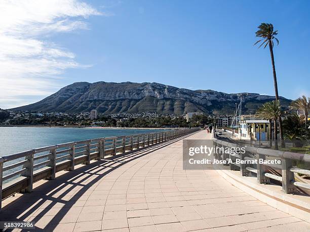 maritime walk close to the sea of denia's city - denia 個照片及圖片檔