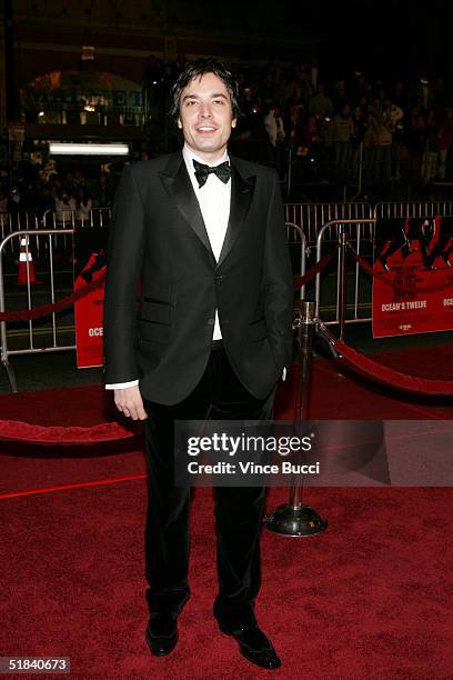 Actor Jimmy Fallon arrives at the Warner Bros. Premiere of the film "Ocean's Twelve" at Grauman's Chinese Theatre December 8, 2004 in Hollywood...