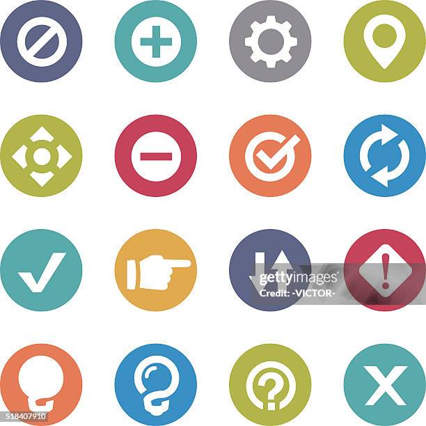 web button icons - circle series - index finger white background stock illustrations