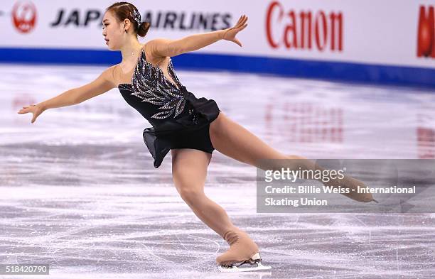 So Youn Park of Korea competes during Day 4 of the ISU World Figure Skating Championships 2016 at TD Garden on March 31, 2016 in Boston,...