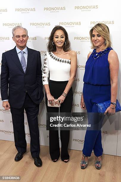 Alberto Palatchi , Isabel Preysler and Susana Gallardo inaugurate Pronovias Flagship store on March 31, 2016 in Madrid, Spain.