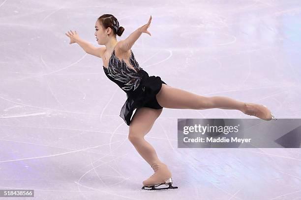 So Youn Park of Korea skates in the Ladies Short Program during Day 4 of the ISU World Figure Skating Championships 2016 at TD Garden on March 31,...