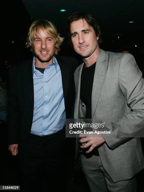 Brothers Owen and Luke Wilson attend "The Life Aquatic With Steve Zissou" premiere after party at Roseland Ballroom December 9, 2004 in New York City.