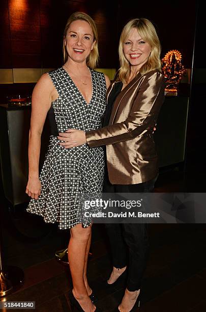 Cast member Tamzin Outhwaite and Kate Thornton attend the press night after party of "How The Other Half Loves" at Mint Leaf on March 31, 2016 in...