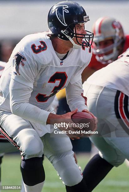 Bobby Hebert the Atlanta Falcons plays in a National Football League game against the San Francisco 49ers on September 19, 1993 at Candlestick Park...