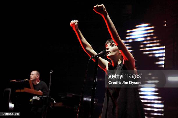 Lauren Mayberry of Chvrches performs live on stage at Royal Albert Hall on March 31, 2016 in London, England.