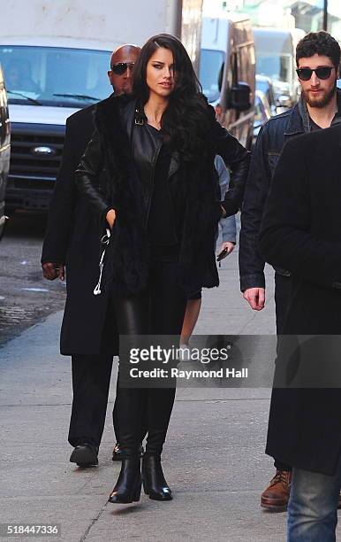 Model Adriana Lima is seen the set of a Photoshoot on March 31, 2016 in New York City.