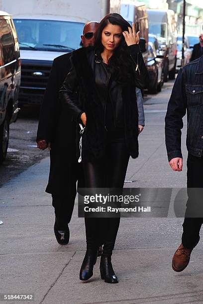 Model Adriana Lima is seen the set of a Photoshoot on March 31, 2016 in New York City.