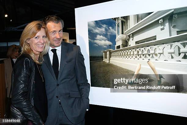 Veronique Bonnefoux and Francois Sarkozy attend the 'Guy Bourdin - Portraits' - Exhibition Opening and Cocktail at Studio des Acacias on March 31,...