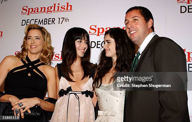 Actors Tea Leoni, Cecilia Suarez, Paz Vega and Adam Sandler attend the Los Angeles premiere of Columbia Pictures "Spanglish" at the Mann Village...