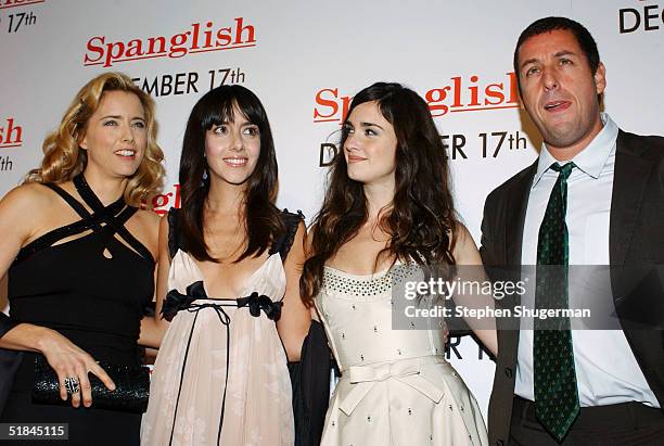 Actors Tea Leoni, Cecilia Suarez, Paz Vega and Adam Sandler attend the Los Angeles premiere of Columbia Pictures "Spanglish" at the Mann Village...