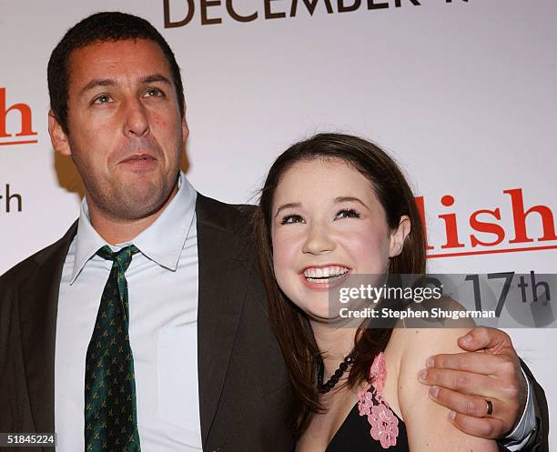 Actors Adam Sandler and Sarah Steele attend the Los Angeles premiere of Columbia Pictures "Spanglish" at the Mann Village Theater on December 9, 2004...