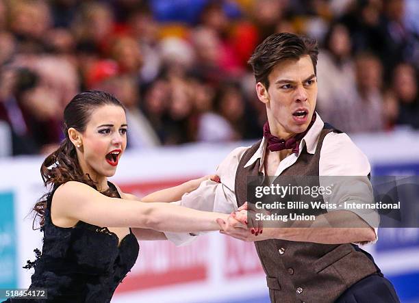 Federica Testa and Lukas Csolley of Slovakia compete during Day 4 of the ISU World Figure Skating Championships 2016 at TD Garden on March 31, 2016...