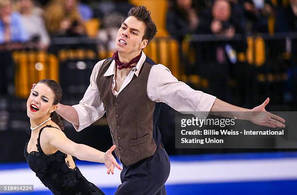 Federica Testa and Lukas Csolley of Slovakia compete during Day 4 of the ISU World Figure Skating Championships 2016 at TD Garden on March 31, 2016...