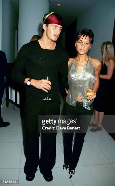 Footballer David Beckham and Singer Victoria Beckham attend the launch of Jade Jagger's jewellery range on September 20, 1999 in London, England.