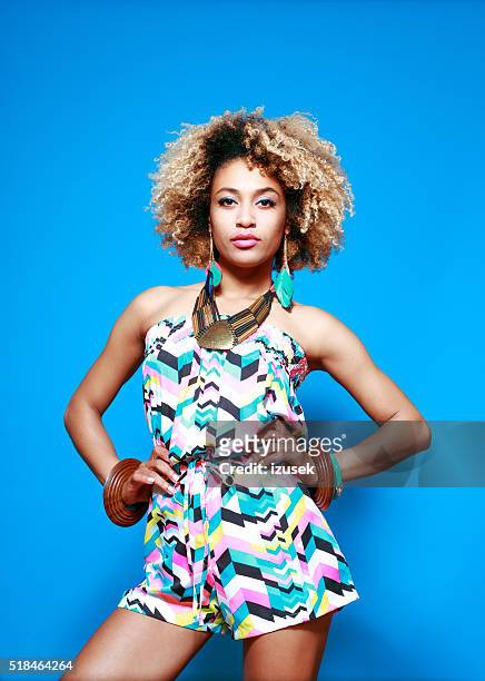 African Model Blue Background Photos and Premium High Res Pictures ...