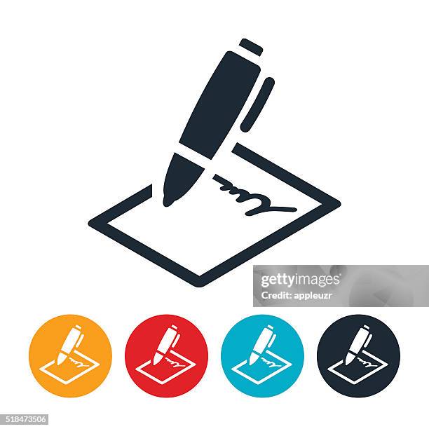 stockillustraties, clipart, cartoons en iconen met contract icon - pen schrijfgerei