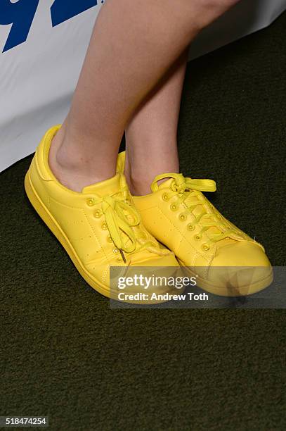 Actress Tatiana Maslany, shoe detail, attends An Evening with the Cast & Co-Creator of "Orphan Black" at 92nd Street Y on March 31, 2016 in New York...